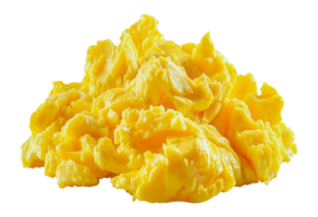 Pile of yellow scrambled eggs, cut out - stock . png