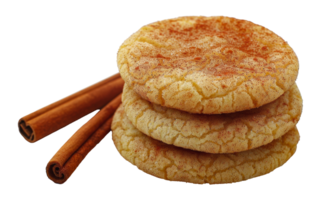 Cinnamon snickerdoodle cookies with cinnamon sticks, cut out - stock . png