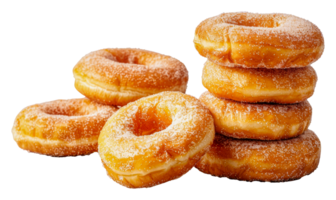 Sugary cinnamon donuts stack, cut out - stock . png