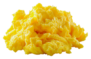 Pile of yellow scrambled eggs, cut out - stock . png