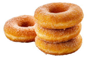 Sugary fried donuts trio, cut out - stock . png