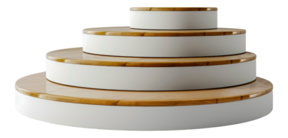 Modern tiered platforms in wood and white finish, cut out - stock . png