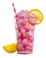 refrescante Rosa limonada com gelo e limão fatias, cortar Fora - estoque . png