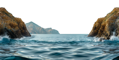 Tranquil tropical mountain lake, cut out - stock . png