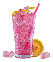 refrescante Rosa limonada com gelo e limão fatias, cortar Fora - estoque . png