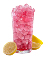 refrescante rosado limonada con hielo y limón rebanadas, cortar fuera - valores . png