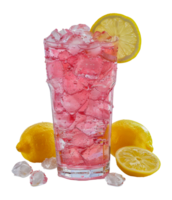 rose un soda avec la glace cubes et une tranche de citron, Couper en dehors - Stock . png