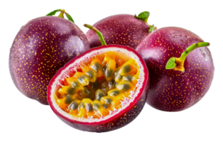 Fresh passion fruit halves, cut out - stock . png