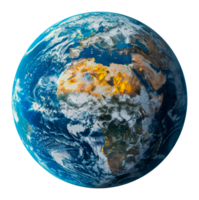 Earth from space with detailed ocean textures and continents, cut out - stock . png