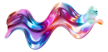 Fluid abstract wave in iridescent colors, cut out - stock . png