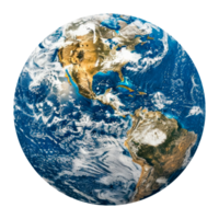 Earth from space with detailed ocean textures and continents, cut out - stock . png