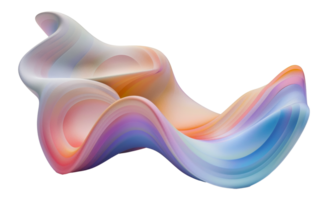 Pastel wave sculpture in gradient hues, cut out - stock . png