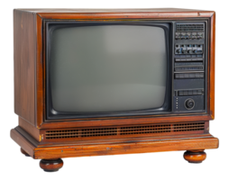 Retro television set with wooden frame, cut out - stock . png