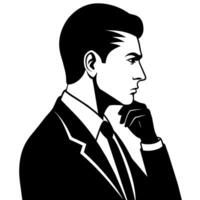 A business man thinking pose silhouette white background vector