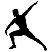 A man stretching the body silhouette white background vector