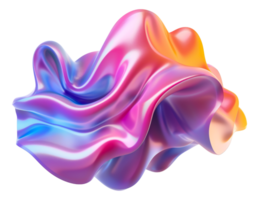 Wavy abstract form with gradient color flow, cut out - stock . png
