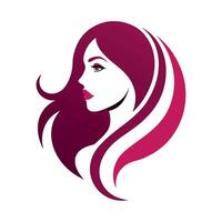 productos cosméticos tienda logo Arte ilustración con mujer cara vector