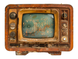 vintage resistido televisão com enferrujado detalhes, cortar Fora - estoque . png