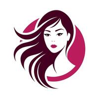 Cosmetics shop logo art illustration with woman face vector