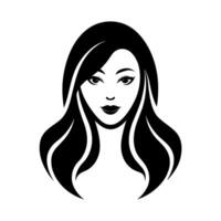 productos cosméticos tienda logo Arte ilustración con mujer cara vector