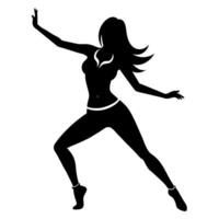 female hip-hop dancing figure silhouette on a white background vector