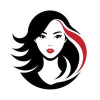 productos cosméticos tienda logo Arte ilustración con mujer cara vector