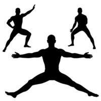 A man stretching the body silhouette white background vector