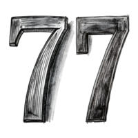 Hand-Drawn Grunge Number 77 - Black Marker Isolated on Transparent Background png