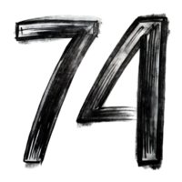 Hand-Drawn Grunge Number 74 - Black Marker Isolated on Transparent Background png