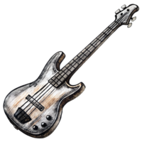 Hand-Drawn Grunge Bass Guitar - Black Marker Isolated on Transparent Background png