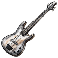 handgemalt Grunge Bass Gitarre - - schwarz Marker isoliert auf transparent Hintergrund png