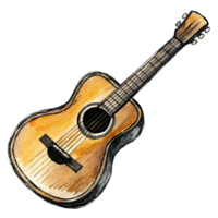 Hand-Drawn Grunge Guitar - Black Marker Isolated on Transparent Background png