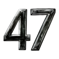 Hand-Drawn Grunge Number 47 - Black Marker Isolated on Transparent Background png