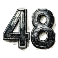 Hand-Drawn Grunge Number 48 - Black Marker Isolated on Transparent Background png