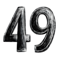 Hand-Drawn Grunge Number 49 - Black Marker Isolated on Transparent Background png