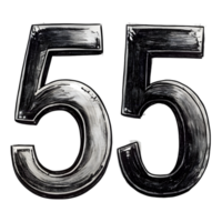 Hand-Drawn Grunge Number 55 - Black Marker Isolated on Transparent Background png