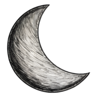 Hand-Drawn Grunge Scribble Half Moon - Black Marker Isolated on Transparent Background png