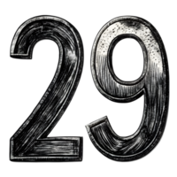 Hand-Drawn Grunge Number 29 - Black Marker Isolated on Transparent Background png