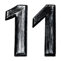 Hand-Drawn Grunge Number 11 - Black Marker Isolated on Transparent Background png