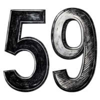 Hand-Drawn Grunge Number 59 - Black Marker Isolated on Transparent Background png