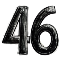Hand-Drawn Grunge Number 46 - Black Marker Isolated on Transparent Background png