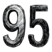 disegnato a mano grunge numero 95 - nero marcatore isolato su trasparente sfondo png