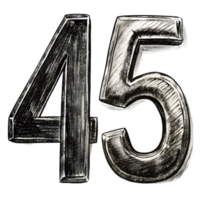 Hand-Drawn Grunge Number 45 - Black Marker Isolated on Transparent Background png