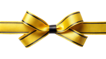 Yellow Satin Ribbon and Bow with Black Trim - Transparent Background png