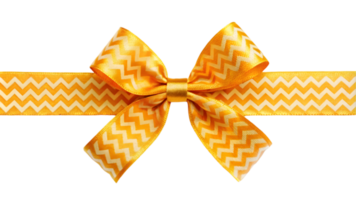 Orange Satin Ribbon with Yellow Zigzags and Bow - Transparent Background png