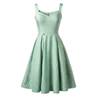 Mint Dress with White Polka Dots Isolated on Transparent Background png