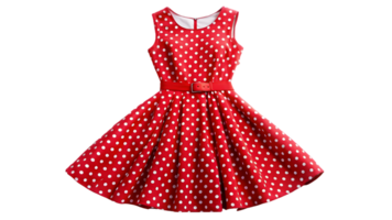 Red Dress with White Polka Dots Isolated on Transparent Background png