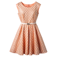Peach Dress with White Polka Dots Isolated on Transparent Background png