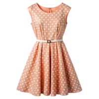 Pfirsich Kleid mit Weiß Polka Punkte isoliert auf transparent Hintergrund png