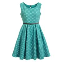 sarcelle robe avec blanc polka points isolé sur transparent Contexte png